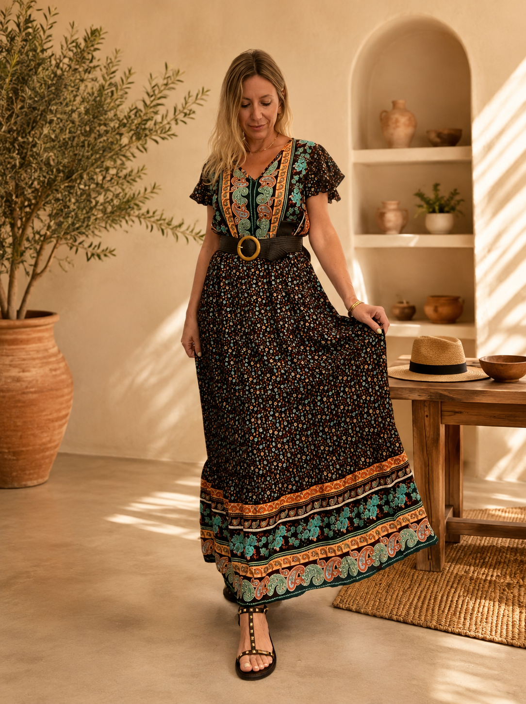 Vestido largo viscosa